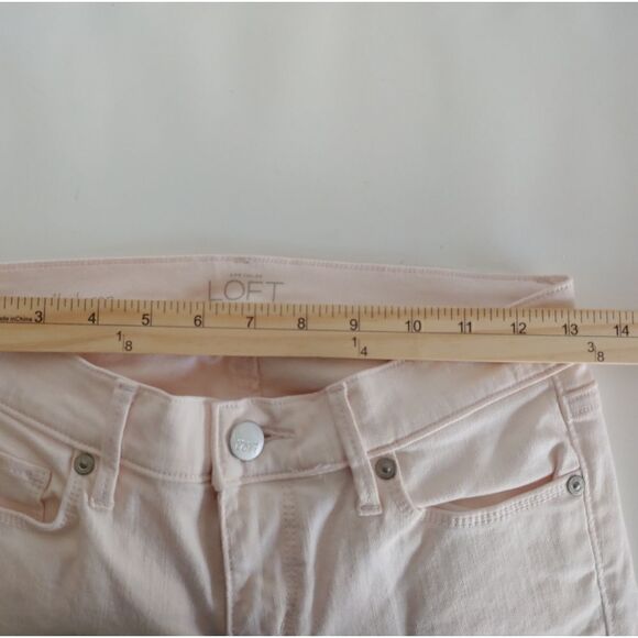 Ann Taylor LOFT Modern Straight Cuffed Cropped Jeans Pants in Light Pink 24/00 - Picture 10 of 12